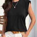 Womens Summer Crewneck Tank Top Sleeveless Tops Casual Loose 2025 Fashion Basic Tees Shirts (Black, M)