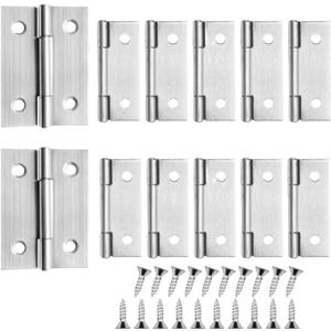 12 PCS 2 inches High-end Stainless Steel Mini Small Hinges with 48 Screws, Suitable for DIY Wooden Boxes, Small Cabinets, Jewelry Boxes Flat Hinges, Furniture, Woodworking Craft Project, Silver