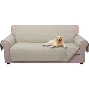 U-NICE HOME Reversible Sofa Cover Couch Cover for Dogs with Elastic Straps Water Resistant Furniture Protector for Pets Couch Cover for 3 Cushion Couch (Sofa, Beige/Beige)