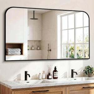 Black Bathroom Vanity Mirror 50x30 Inch, Metal Framed