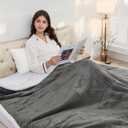 Electric Heated Blanket 72"x84" Full Size Flannel & Sherpa - 4 Heat Settings & 10H Auto Shut Off for Safe Overnight Use, Fast Heating, Machine Washable for Bed, Couch, Office - Light Gray