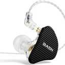 BASN Mix-PD 2-Pin in Ear Monitor,1Planar Driver + 1Dynamic Driver Hi-fi IEM Earphones with CNC Crafted Metal Cover, Wired 0.78mm 2-Pin Detachable Cable for Musicians (Matt Black)