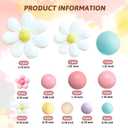 42Pcs Boho Daisy Flower Cake Topper Mini Balls Cake Decorations Retro Groovy Cake Toppers for Women Girls Kids Birthday Baby Shower Wedding Daisy Flower Hippie Themed Party Supplies