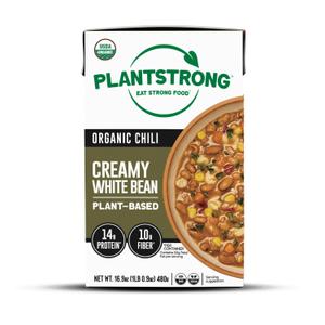 PLANTSTRONG Chili & Stew USDA Organic, Non-GMO, Plant-Based, Vegan, Gluten-Free, Oil-Free, Lightly Salted, Ready to Heat & Serve (16.9 oz, Creamy White Bean Chili) (EXP 10/10/27)
