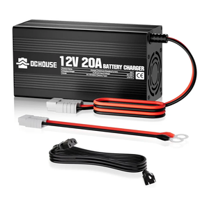 DC HOUSE 12V 20A Lithium Battery Charger, 14.6V LiFePO4 Charger with Battery Quick Connector & LED Indicator, Smart 300W Fast Charging for 12V Boat/RV Battery, Solar Systems, Off Grid, Homes