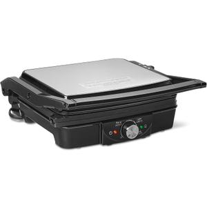 Amazon Basics Panini Press & Electric Indoor Grill with Adjustable Temperature Settings, Non-Stick Ceramic Plates, Black