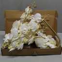 ICBOX 38" White Orchids Artificial Flowers Velvet Silk Orchids, 6 PCS Faux Orchids Long Stem Artificial Flowers for Tall Vase & Home Wedding Decoration(White)