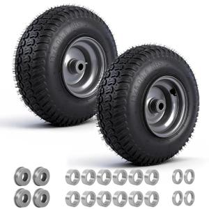 (2 Pack)13x5-6 Tubeless Riding Mower Tire and Wheel,Tubeless,3/4" and 5/8" Bushings, 3-5" Centered Hub,Compatible with Riding Mowers and Garden Tractors