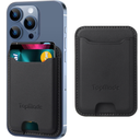 TopMade Phone Card Holder, Premium Leather Phone Wallet Stick on, Stronger 3M Adhesive Credit Card Holder for Back of Phone Case, iPhone, Samsung, and Android, RFID Blocking, Fit 4 Cards, Black