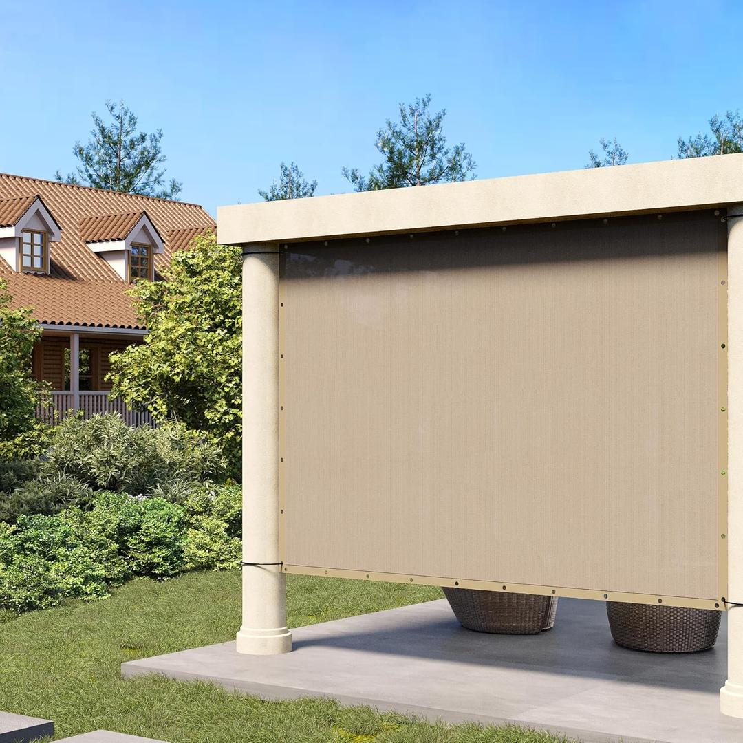 DIFY 8x10 FT 90% Shade Fabric Sun Shade Cloth Privacy Screen with Grommets for Patio Garden Pergola Cover Canopy, Wheat