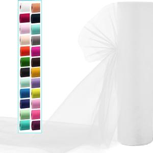 White Tulle Fabric Rolls 54 Inch by 20 Yards Fabric Tulle Bolt for Wedding Decorations Christmas Gift Wrapping Plant Cover DIY White Tutu Baby Shower Table Skirt Birthday Party Craft Supplies
