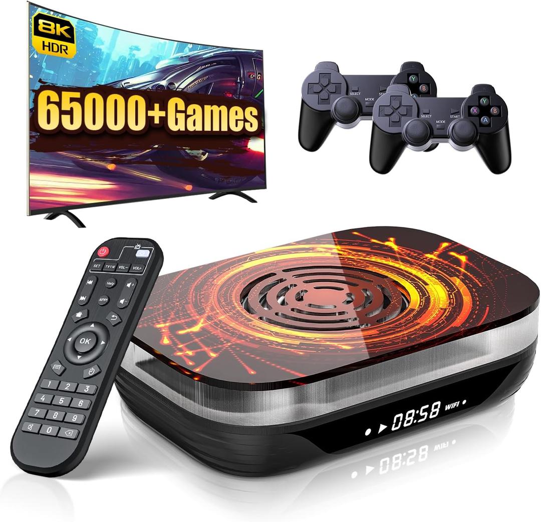 Kinhank Super Console X4 Plus Video Game Console Pre-Built-in 60000+Games, Retro Game Console muELEC 4.6/Android 11.0/CoreELEC 3 Systems in 1,8K UHD Display,Dual WiFi BT 4.0, USB 3.0
