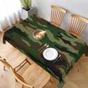 Camouflage Green Brown Table Cloth 60x84 Inch Tablecloths Hunting Military Camo Jungle Rectangle Table Cover Decorate for Kitchen Home Dinner Party