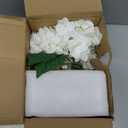 Hollyone Hydrangea Artificial Flowers with Vase White Silk Fake Flowers Arrangements in Glass Vase with Faux Water for Home Bathroom Office Table Centerpiece Shelf Decorations