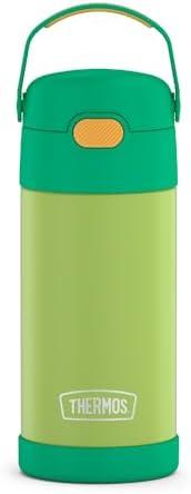THERMOS FUNTAINER Water Bottle with Straw - 12 Ounce - Kids Stainless Steel Vacuum Insulated Water Bottle with Lid, Lime/Orange