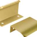 10 Pack 64mm/1.5 inch Aluminum Concealed Cabinet Pulls Hole Center Finger Edge Pulls for Home Kitchen Doors and Drawers - Includes Screws- Matte Gold