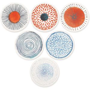 AD Set of 6 Coasters for Drinks Absorbing Round Ceramic Stone Coaster with Cork Base Tabletop Protection Mat for Mugs and Cups,Office,Kitchen (Colorful Series)