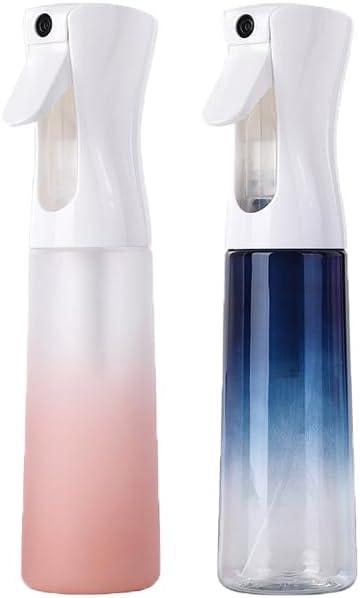 (2 Packs) Hair Spray Bottles, Continuous Water Mister Spray Bottle Empty for Hairstyling, Skin Care, Cleaning and Plant Spraying, 300ml/ 10 Oz (ORANGE+BLUE)
