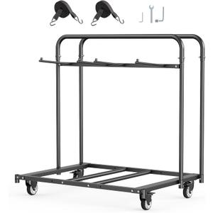 VEVOR Folding Chair Rack, 400 LBS Capacity, Heavy-Duty Chair Cart for 5 Tables+14 Chairs, Chair Storage Dolly Chair Holder w/Swivel Casters and Locking Wheels,for Party Event,Hotel, Matte Black