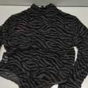Avidlove Long Sleeve Bodysuit for Women Turtleneck Sheer Mesh Bodysuit Geo Print Leotards, X-Large, Zebra Print 