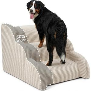 Large Dog Stairs with Handrail, Extra Wide Dog Steps for High Bed & Couch, 36.2"D x 23.6"W x 20.9"H