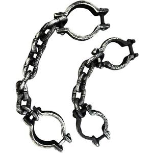 2Pcs Halloween Chains Plastic Prisoner Costume Handcuffs and Footcuffs Halloween Chains Props Prisoner Costume Accessories for Halloween Party Dress Up Grey