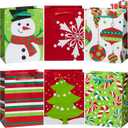 JOYIN 18 PCS Christmas Bags, Holiday Goody Gift Treat Candy Wrapping Paper Bags for Classroom and Party Favors, Xmas Decor Supplies 4.3"X5.5"X2.5" (not included tissue paper)