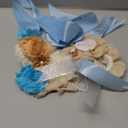 SUSSURRO Teddy Bear Maternity Sash Mummy to Be Daddy to Be Corsage Pin Set Blue Flower Baby Shower Sash Belly Belt for Gender Reveal Bear Baby Shower Decorations