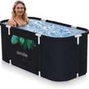 Portable Foldable Bathtub - Create Your Spa Anywhere for Adventure & Relaxation | Collapsible Adult Soaking Tub for Camping, Van Life, Apartments | Durable, Leak-Proof PVC (Leaf)