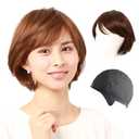 Short Casual Bob Wig with Bangs for Asian Young Women (Human Hair Blend+Medical Base, C9 Natural Brown)