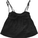 SOLY HUX Women's Summer Cami Tops Tie Shoulder Spaghetti Strap Ruched Peplum Ruffle Camisole Top (S)