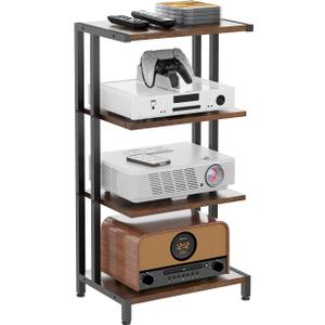 X-cosrack 4-Tier AV Media Stand Corner Shelf Wooden Corner Shelves Component Cabinet Stereo Audio Rack Stand Tower Perfect for DVD Players:Game Console:TV Box:Cable Box:WiFi Router