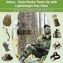 Tree Stand Strap Bow Hanger with Metal Hooks, Tactical Keychain Clip and Storage Bag, High Loading Capacity, Saddle Hunting Accessories, Gear Hanger for Hunting, Hiking, Camping