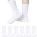 Santgoo Boys Athletic Socks Half Cushioned Quarter 7-10 Ankle Socks Kids Cotton Low Cut Sport Sock White 6 Pack