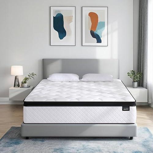 DEHIJU Queen Size Mattress, 10 Inches Hybrid Memory Foam Queen Mattress in a Box with Individual Pocket Spring for Motion Isolation & Pressure Relief, Medium Firm, CertiPUR-US