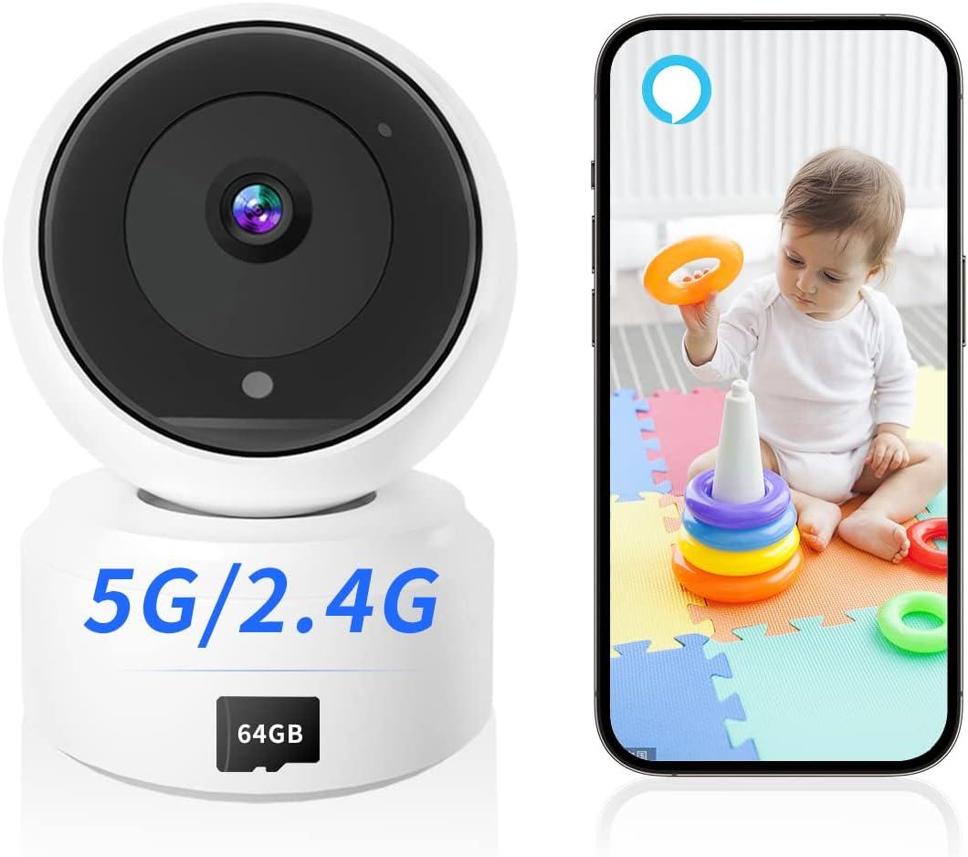 2K Indoor Camera, 4MP 360 Pan/Tilt Wireless Camera for Baby Monitor Pets, 5G & 2.4G WiFi Home Indoor Security Camera for Dog/Nanny, Night Vision, Siren, Compatible with Alexa