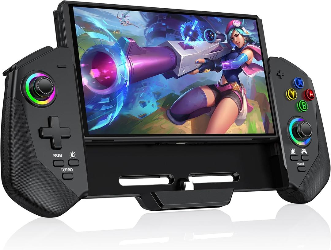 Upgraded Hall Effect Joystick Switch Controller for Nintendo Switch/OLED  No Drift, Wired Pro Controller with LED Lighting, Game Card Storage & Ergonomic Grip (Black)