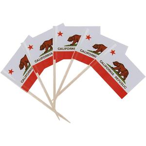 2 x Tectsia 100Pcs California Toothpick Flags, Small Mini Stick Californian Fruit Cake Topper Flag for US Military Day Party Events Celebration Supplies, Birthday Wedding Dinner Decorations