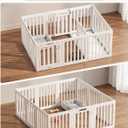 Rossny 12-Panel Indoor Dog Puppy Playpen with Divider, Potty + Play Zone
2 Doors for Play & Dining Zones, 24" H 60" L for Small Dogs, Scratch-Free Plastic HPDE Pet Enclosure, Tool-Free, Breezy