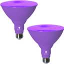 Bluex Bulbs 2 Pack LED Par38 Flood Purple Light Bulb - 18W (120Watt Equivalent) - Dimmable - E26 Base LED Lights, Party Decoration, Porch, Home Lighting, Holiday Halloween Purple Flood Lights Bulb.