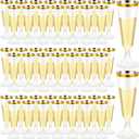 CHENGU 200 Pack Disposable Champagne Flutes, 5 oz Plastic Champagne Glasses Toasting Flutes Cocktail Cups for Parties, Wedding, New Year's Eve for Celebration(Gold)