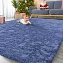OLANLY 9x12 Machine Washable Large Area Rugs for Living Room, Bedroom, Soft Fluffy Shaggy Bedside Rug, Indoor Floor Carpet for Kids Girls and Boys, Dorms, Nursery, Home Decor Aesthetic, Denim Blue