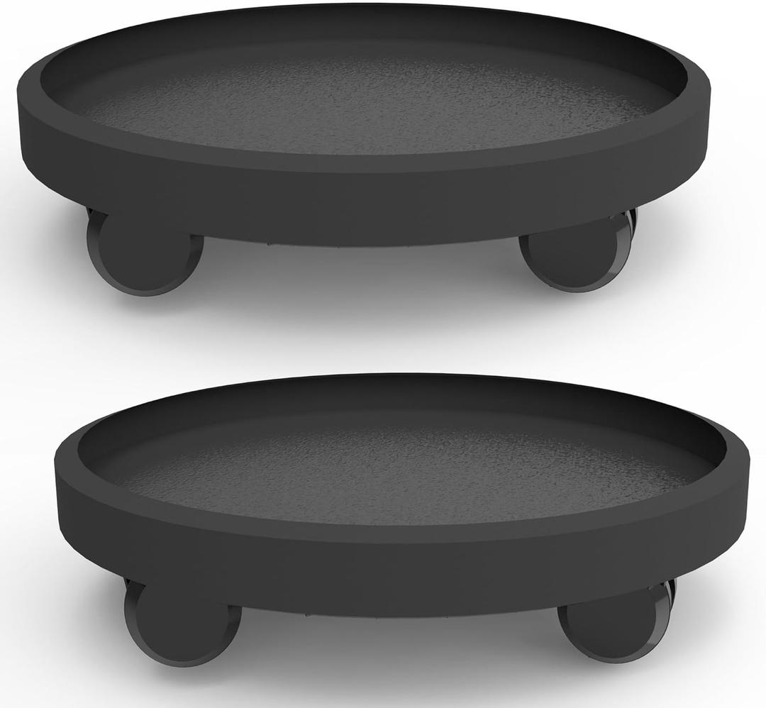 WanderingDonkey 2 Pack of 14 Inch Heavy Duty Plant Caddy with Wheels,Rolling Plant Stand Pot Trolley, Potted Flower Mover Dolly with Casters Round Coaster for Indoor Outdoor, Brown