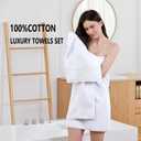 Bath Towels Set of 6 Large 27x55 Inches 650GSM Super Soft Absorbent Cotton Shower Towels for Bathroom -White,6PCS