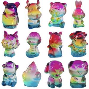 12-Piece Crystal Zodiac Figurines, 5cm Crystal Animal Art Collectibles for Desktop and Balcony Decor, Must-Have for Enthusiasts of Zodiac Signs and Chinese Zodiac