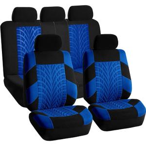 FH Group Full Set Travel Master Car Seat Covers, Airbag and Split Rear Car Seat Cover Universal Fit Interior Accessories for Cars Trucks SUV, Automotive Seat Covers, Blue