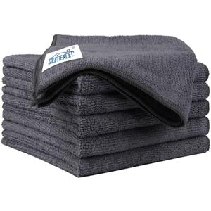 HOMEXCEL Grey Microfiber Cleaning Cloth 6 Pack, 12.5 x 12.5 inch Microfiber Towels for Cars, Ultra Absorbent Car Washing Cloth, Lint Free Streak Free Cleaning Rags for Car, Kitchen, and Window