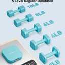 FEIERDUN 5-in-1 Adjustable Dumbbell Set of 2 Hand Weights for Women, 1s-Adjust Dual-Stable Dumbbell Set for Women Home Gym & Outdoor, 10LBS Pair (20LBS Total), C-Mint Blue