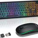 Wireless Keyboard and Mouse Combo for Mac, Rechargeable LED Backlit Keyboard with Quiet Mouse, 2.4GHz USB-C, Long Battery Life, Quiet Typing, Compatible with Mac Windows PC Laptop PS5/PS4 - Black