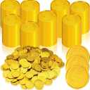 Hanaive 800 Pcs Plastic Pirate Coins Gold Treasure Spanish Doubloon Fake St. Patricks Toy Coin for Kids Board Games Pirate Party Cosplay Teachers Classroom Reward (Gold, Classic)